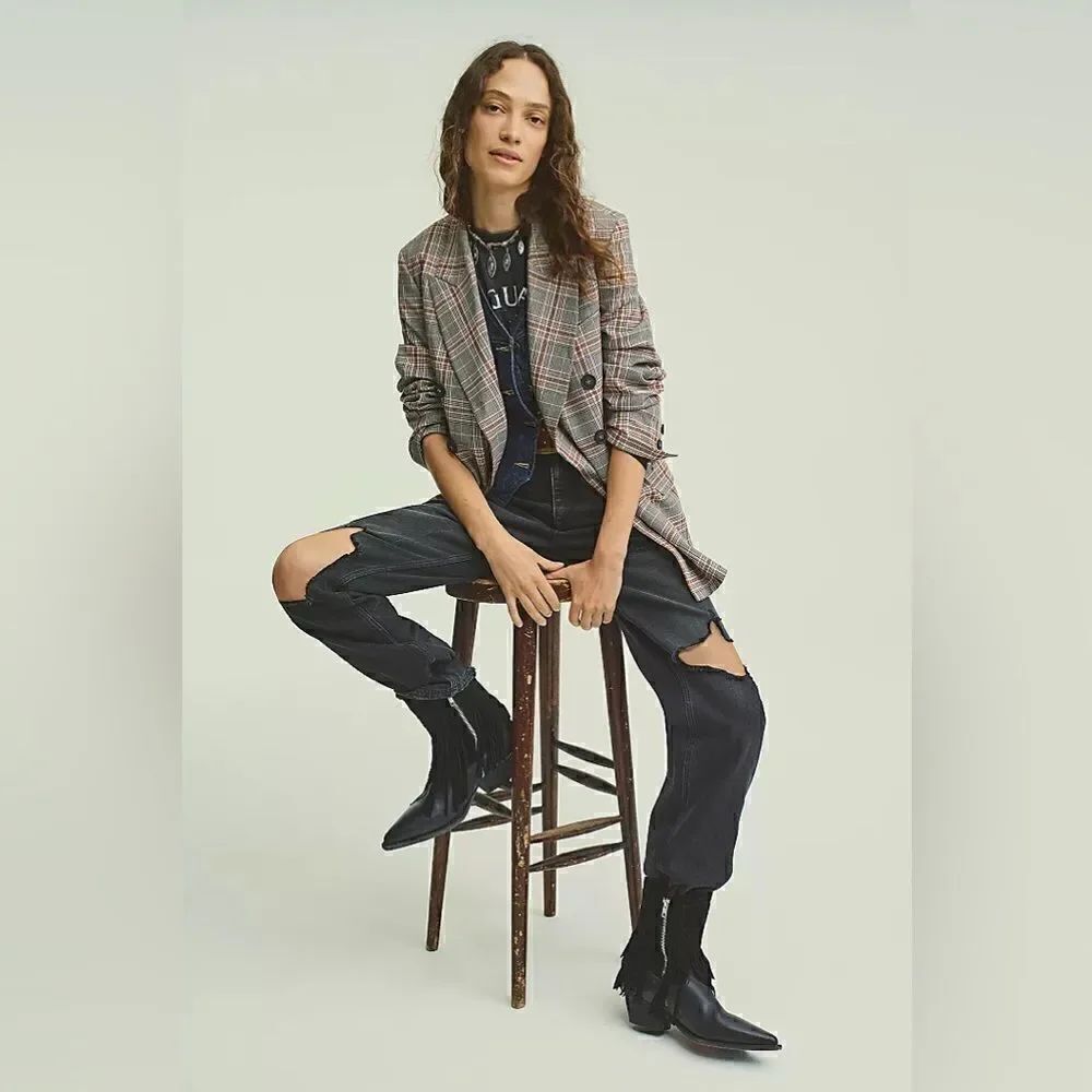 NEW FREE PEOPLE LAWLESS FRINGE WESTERN SUEDE ANKLE BOOT IN BLACK - Picture 5 of 10